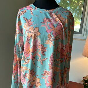 ROXY Size XXL Floral Long Sleeve SPF Sun Shirt
